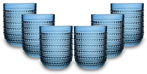 ARCA, Set di 6 Tumbler in Pasta di Vetro, per 6 Persone, Bicchieri Ideali per la Tavola, Resistenti e Duraturi, Lavabili in Lavastoviglie, Collezione Serenity, Colore Blu, 250 ml