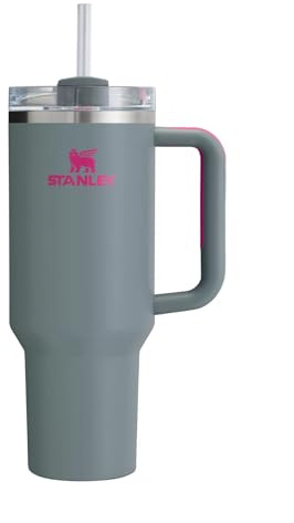 STANLEY Quencher H2.0 FlowState - Vaso aislado al vacío de acero inoxidable con tapa y popote para agua, té helado o café (roca gris, 40 onzas)