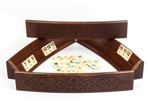 Helena Wood Art, Handgefertigtes Oval Rummy Set aus Holz inklusive Tasche, Okey Takimi, 100% Holz, Luxus Edition