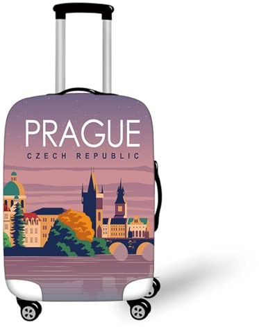 Muiuou Elastische Kofferschutzhülle,3D Stadt Print Trolley Fall Schutzhülle Koffer überzieher,Waschbare Anti-Kratzer Staubdichte Fall Trolley Protector Kofferschutz (L (26-28 Zoll),Stadt 17)