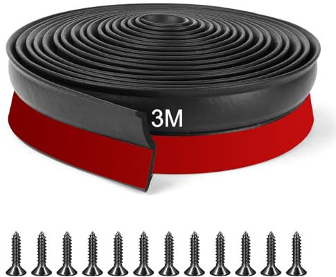 Flintronic Burlete Puerta Garaje, 3M Cinta de Sellado Multiuso para Puerta de Garaje, Sello Universal para Puer-ta de Gara-je, Burlete Goma Para Puer-ta De Gara-je, Burle-te Pue-rta Gar-aje con Clavos