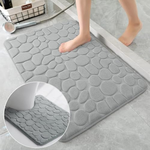 Glvomazty Badteppich Saugfähige, 2-Teiliges Set Badematte rutschfest Badezimmerteppich Duschmatte Deko für Badezimmer Wohnzimmer 40×50 U + 40×60 cm