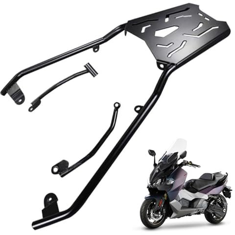 DFFMQSJ Motorrad-Hinterradgepäckträger, Heckgepäckträger für Sanyang, für Roller, für SYM, Topcase-Halterung aus Stahl, schwarzer Gepäckträger mit 2 Gepäcknetzen, stanzfreie Installation