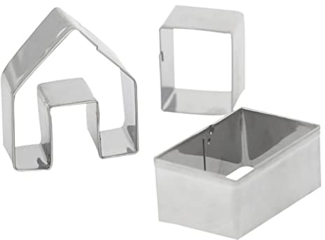 Emporte-pièce en forme de maison en pain d'épices 3 pièces en acier inoxydable, moules de cuisson en métal, petit kit de maison en pain d'épices, moule de cuisson pour maison de Noël, emporte-pièce en