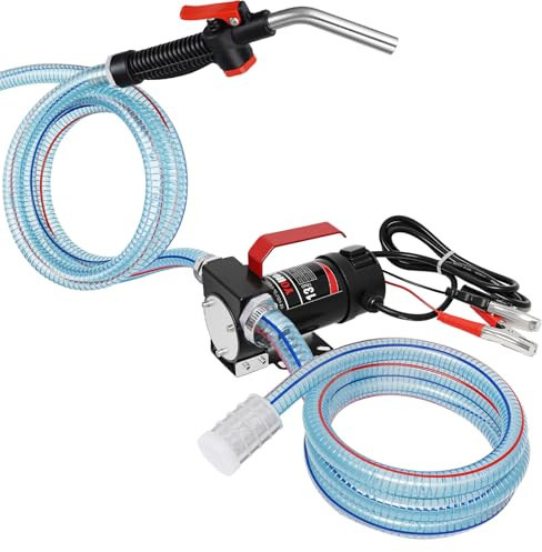 YOHOME Diesel Transfer Pump, 12 Volt Fuel Transfer Pump with Nozzle Hoses for Transferring Diesel, Kerosene, Machine Oil, Self Priming DC Fuel Pump Kit