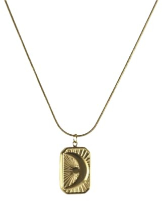 Goldene Kette für Damen - Luna Halskette mit Halbmond-Anhänger,Halskette Damen aus langlebigem Edelstahl – Wasserfeste Kette mit Anhänger – 40–45 cm Länge – Halskette für deinen individuellen Look