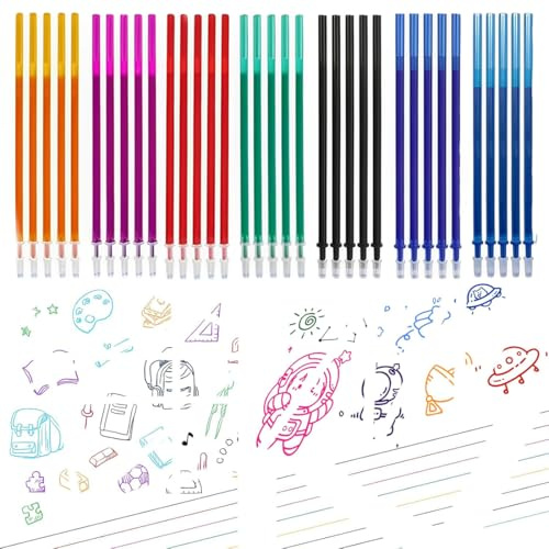 KUMSODE 35 Piezas Recambios Boligrafos Borrables, para Bolígrafos Legami, Recambios Borrables Canetas de Colores, Punta de 0,5mm, Altura 13 cm, Tinta Térmica, 7 Colores