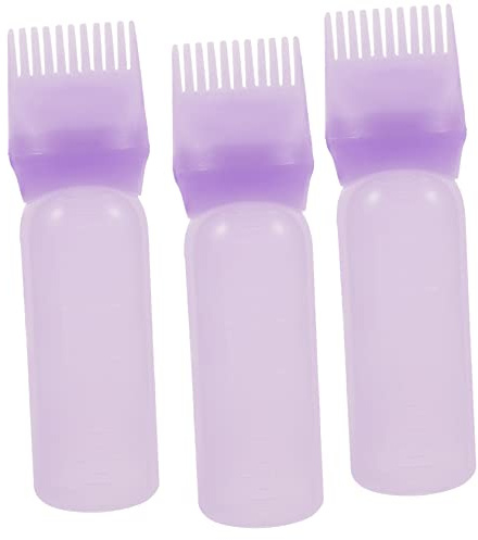 BESTYASH Lot De 3 Flacons Applicateurs De Peignes à Racines 120 Ml Violet Pour Huile Capillaire Et Teinture Cheveux Professionnels Salon