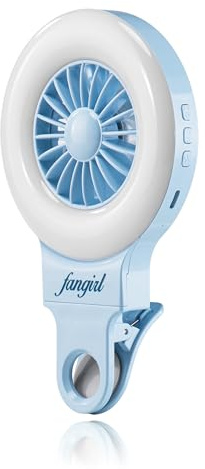 Fangirl by Remi: 2-in-1 Clip on Phone Fan and Selfie Ring Light (Blue)