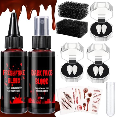XLKJLI Dents de Vampire Enfant Adulte, 3 Paires Fausse Crocs de Vampire, Canine de Vampire avec Adhésif, Halloween Vampire Teeth, Dent de Vampire pour Halloween Cosplay