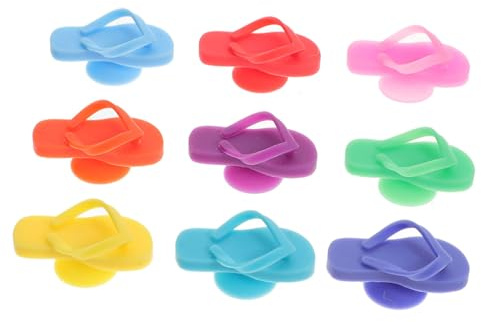 Ipetboom 9pezzi Segnabici in Silicone Forma Di Pantofola Per Bicchieri Da Vino Di Marcatori Per Bevande Decorazioni Per Bicchieri Per Case e Feste