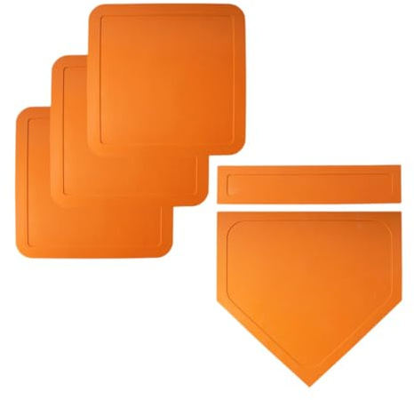 LeeQinersw 5 Stück Baseball Base Set Softball Basen Set Wurfbase Set mit Home Plate Gummi-wurfbase Set Tragbar Rutschfestes Material für Kinder Erwachsene, Orange