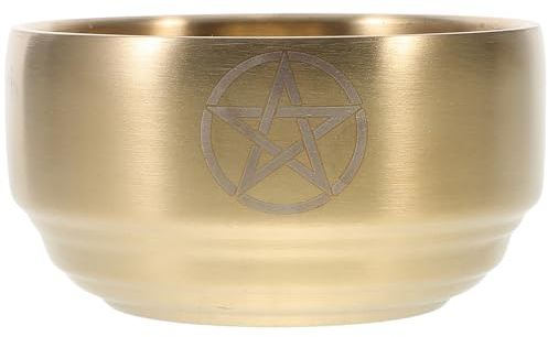 SEWACC Adorno de Altar Cuenco Ritual de Latón Dorado en Forma de Pentagrama para Ceremonias Espirituales y Adoración Exquisita Artesanía y Uso Multifuncional
