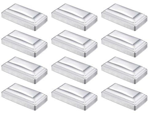 sourcing map 12Pcs Fence Post Cap Fit 4 x 2 OD Pipe,Deck Post Cover | Galvanized Steel Square Decking Caps,for Mailbox Outdoor Chain Link Wood/Metal Fence Deck Railing,Silver