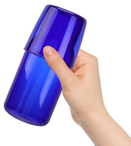 Milisten Juego de Vaso y Botella de Vidrio Borosilicato Azul, 1 Vaso y 1 Jarra para Agua Fría, Té o Jugo, Resistente a Alta Temperatura, Adecuado para Hogar, Oficina y Hotel