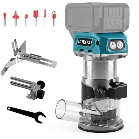 L1NXIXI Défonceuse sans fil pour défonceuse Makita 18 V, 800 W avec 5 vitesses, max. 30 000 tr/min, 18 V sans fil avec fraise 1/4 (sans batterie)