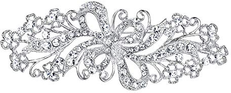 EVER FAITH Broches Finas Mujer Serie de Flor - Broche Ramillete Lazo Largo para Regalo Boda Fiesta Plateado