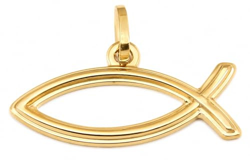 Anhänger Ichthys Gold 333 8 Karat Gelbgold christlicher Fisch Christentum Unisex