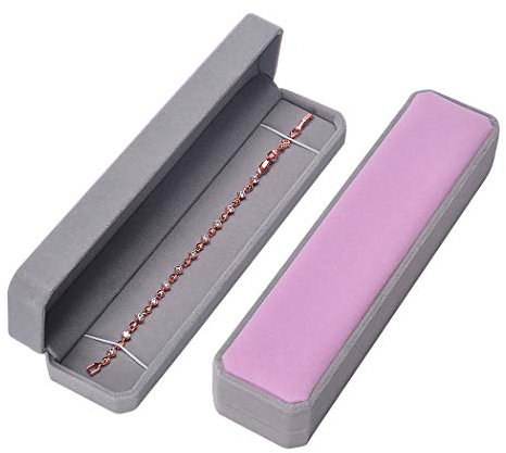 iSuperb Velours Boîte de Rangement Bijoux pour Bagues Pendentif Écrin Double pour Alliances de Mariage Fiançailles Earrings Jewelry Box