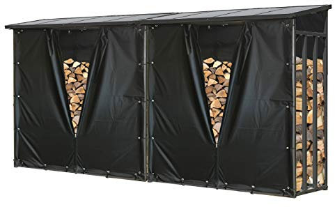 QUICK STAR 2 Stück Metall Kaminholzregal Anthrazit XXL 185 x 70 x 185 cm mit Wetterschutz Garten Kaminholzunterstand 4,6 m³ / 7 SRM Kaminholzlager Stapelhilfe Aussen
