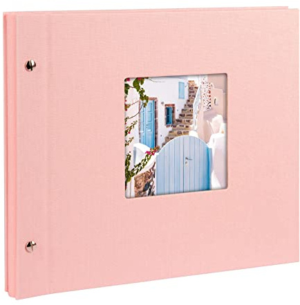 goldbuch 26822 Schraubalbum Bella Vista Rosé, Fotoalbum 30 x 25 x 2 cm | Erweiterbares Fotobuch mit Bildausschnitt, zartrosa Leineneinband, 40 weißen Seiten & Pergamin, bis 80 Fotos, Made in Germany