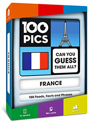 100 PICS France Educational Flash Cards Game - Kids Travel Guide For French Food Facts And Phrases
