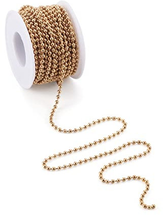 Cheriswelry Kugelkette 3 mm Edelstahl Blindperlen Zugkette Verlängerung mit Spule für Schmuck Halskette Armband