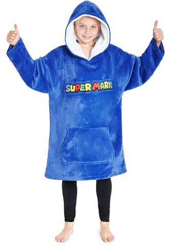 Super Mario Felpa Bambino, Felpa Oversize con Cappuccio in Morbido Pile