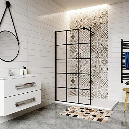 AICA paroi de douche 80x200cm paroi de douche à l'italienne en 8mm verre anticalcaire verre coloré avec une barre de fixation en 90cm