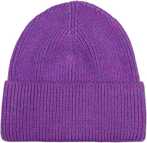 styleBREAKER Unisex Strickmütze mit Rippenmuster und breiter Krempe | Doppelt gestrickte Beanie Wintermütze | Warme Feinstrick Haube für Damen und Herren in vielen Farben, Farbe:Violett meliert