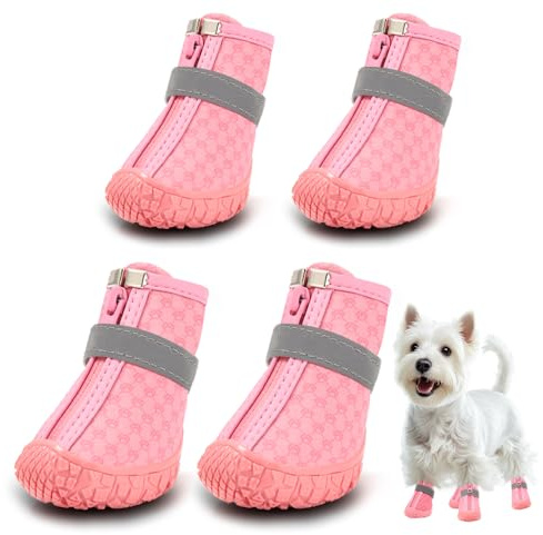 JZXOIVA Stivaletti per cani impermeabili per cani da neve per cani di piccola e media taglia, scarpe per cuccioli per l'inverno, 4 pezzi