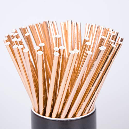 Rose Gold Paper Straws 100pcs