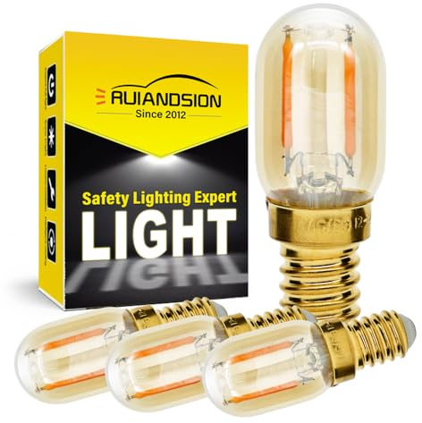Ruiandsion E12 LED Bulb 1W Night Light 12-24V Chandelier Pendant Dimmable Candelabra Refrigerator Lights Freezer Fridge Lamp Bedroom Wall Sconces, Yellow 2200K (Pack of 4)