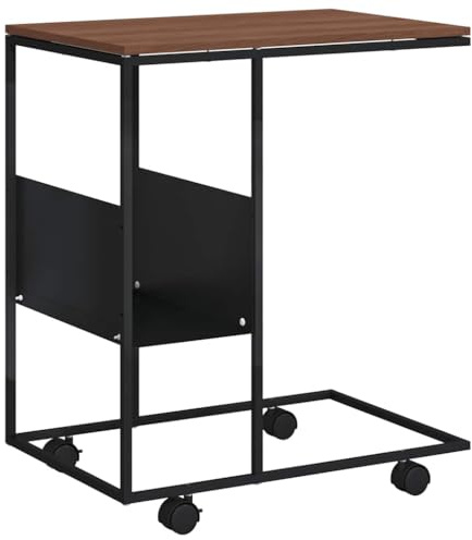 vidaXL Sidobord med hjul svart 55x36x63,5 cm konstruerat trä, ändbord, sido bord, änd bord, accentbord, soff bord, accent bord, litet bord, träbord