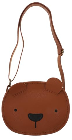 COLLBATH Cartoon Bär Crossbody Tasche Für Kinder Kleine Umhängetasche in Bärenform Aus Pu Mit Reißverschluss Für Sicheres Verstauen Von Süßigkeiten Und Geldbörse Ideal Für Alltag Und Ausflüge