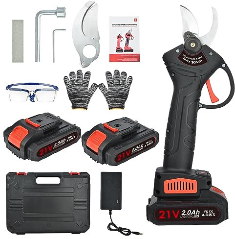 Forbici Potatura Elettriche - 30mm Cesoie Potatura Elettriche Professionali Con 2 21V/2000 mAh Batteria - Forbici a batteria da potatura per potatura per Giardinaggio Albero da Frutta Delle Viti