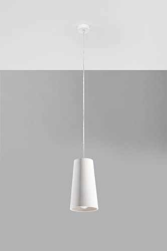 Licht-Erlebnisse Pendelleuchte Weiß Ø 16 cm Skandinavisch Keramik bemalbar verstellbar E27 Hängelampe Esstisch Küche