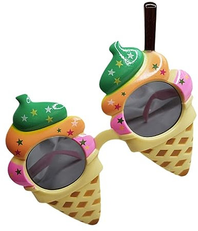 Gadpiparty Eisgläser Party Brillenrahmen Lustige Brille Eiscreme Design Plastik Bunt für Geburtstag Hawaii Sommer Party Foto Requisite Cosplay Karneval 1Stk