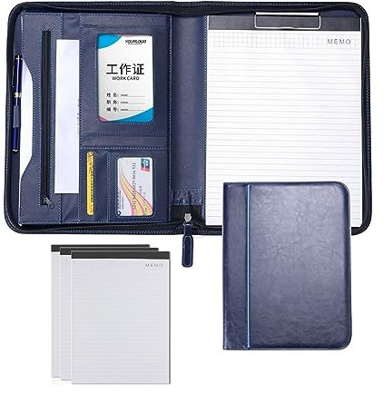 A4 Zipped Conference Folder. Document Holder Organizer with Space for Notebook, Smartphone, Tablet and Keys (Color : Blue A, Size : 12-Digit Calculator)