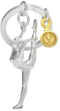 METALMORPHOSE - Portachiavi in metallo 3D per ginnastica - Passione sportiva, regalo uomo, regalo donna, regalo olimpico, argento, taglia unica, Sportivo