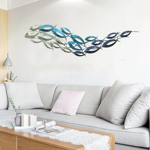 NAttcO 70,8 x 17,7 Grande Arte da Parete con Pesce in Metallo, Decorazione di Pesce in Ferro battuto in bassorilievo di Arte Astratta, Decorazioni murali di Pesce Artigianali