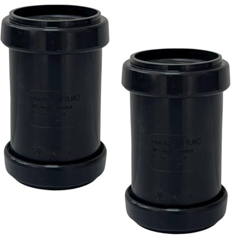 Duraplast UK™ Push Fit Waste Pipe Coupling 40mm – Black (Pack of 2) | Strong PVC Waste Connector with Ceramic-Style Finish | Durable Push Fit Plumbing Fitting