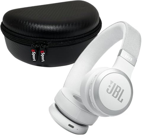 JBL Live 670NC - Cuffie wireless on ear con cancellazione del rumore, con custodia gSport (bianco)