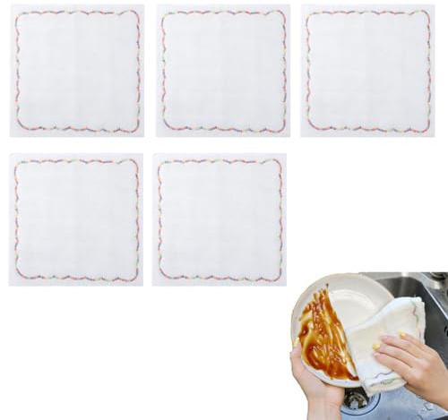 5PCS Rainbow Oleophobic Cleaning Cloth,Cotton Dish Cloths for Washing Up,Reusable Dishcloths for Kitchen,Cotton Microfiber Cleaning Towels,Lint Free Highly Absorbent Streak Free Kitchen Tea Towels