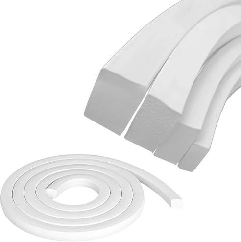 Estresen Silicone Foam Seal Strip 5mm x 5mm Square Sponge White Soft Durable - DIY Window & Door Seal Tubing - 2 Meters