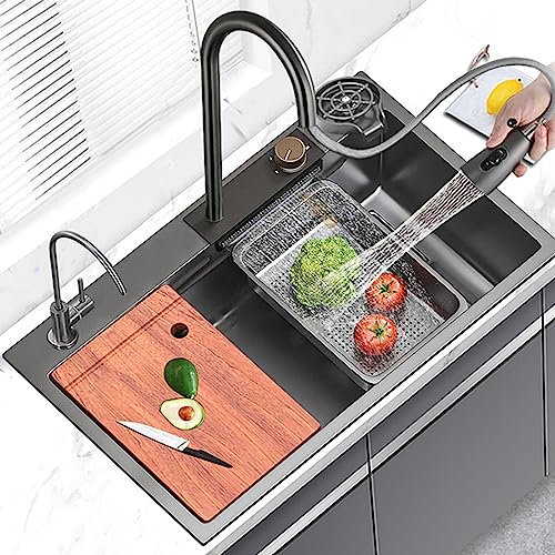 Küchenspüle Edelstahl Ausziehbarer Wasserhahn Unterbauwaschbecken Einzelspüle für die Küche