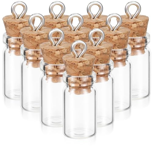 Thinp Lot de 16 petits pots en verre de 1 ml avec bouchon en liège pour fête à thème, bricolage, décoration d'arbre de Noël