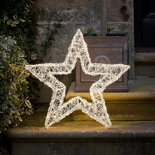 Lights4fun LED Silhouette 38cm Timer warmweiß Stern Beleuchtet Außen Stern Weihnachtsdeko Fenster stehend