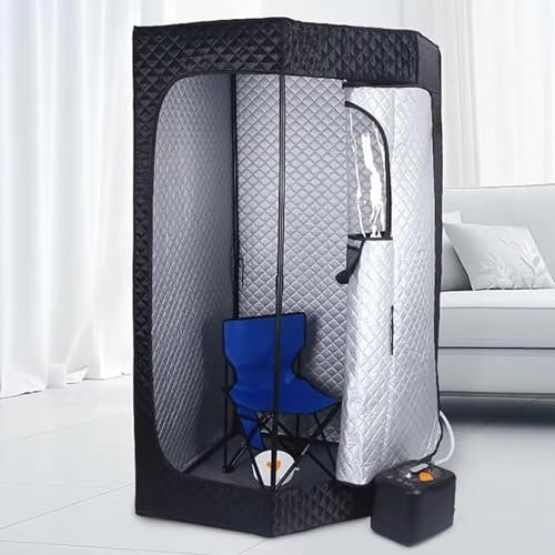 ABJGHYUT Sauna a Vapore Portatile per Tutto Il Corpo per la casa, Sauna Pieghevole per 1 o 2 Persone, Tenda Sauna Interna per Il Relax con generatore di Vapore da 4 Litri e 1000 W,Nero
