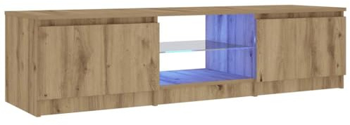 vidaXL TV-Schrank mit LED-Leuchten Artisan-Eiche 140x40x36 cm